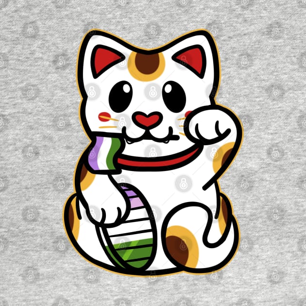 LGBTQ+ Pride Lucky Cat - Genderqueer by leashonlife